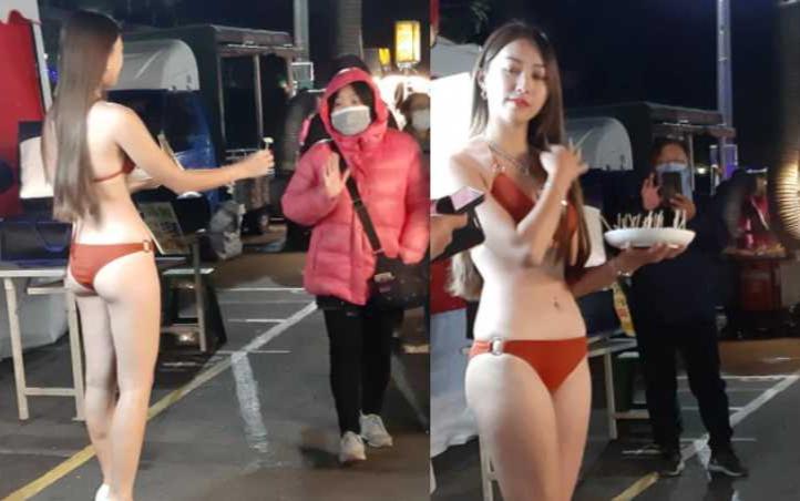 Mặc bikini đứng bán ổi bất chấp cái lạnh 9 độ C, hotgirl đốt mắt người đi đường-2