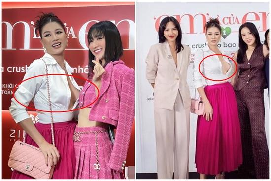 Trang Trần phanh cúc áo lộ gần hết vòng 1 phản cảm