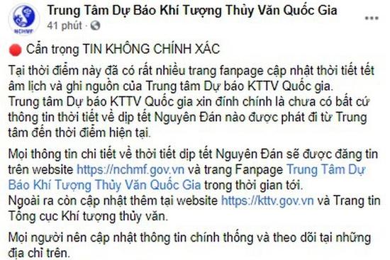 Trung tâm Dự báo KTTV Quốc gia lên tiếng về thông tin Tết Nguyên đán rét đậm, 13 - 17 độ C