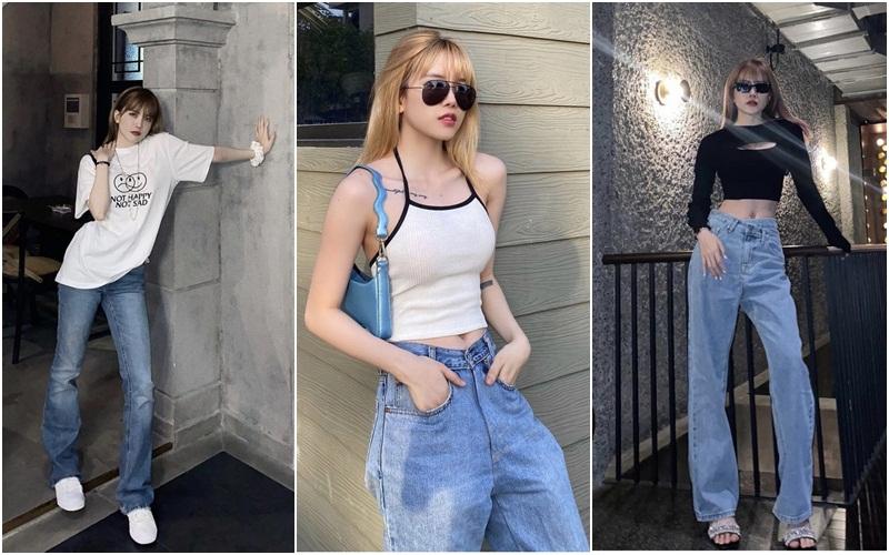 Học Thiều Bảo Trâm cách phối quần jeans vừa hack dáng vừa trendy-5