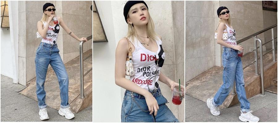 Học Thiều Bảo Trâm cách phối quần jeans vừa hack dáng vừa trendy-7