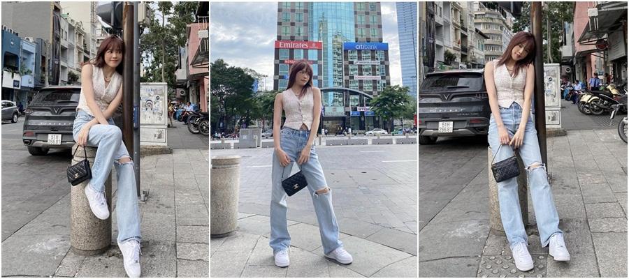 Học Thiều Bảo Trâm cách phối quần jeans vừa hack dáng vừa trendy-10