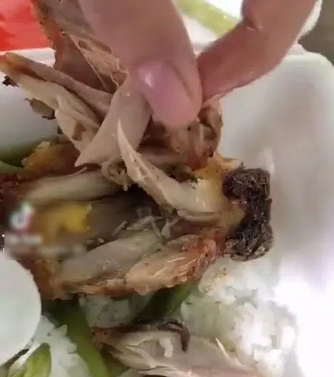 Đặt cơm đùi gà giá rẻ, cô gái hết hồn nhìn giòi trắng đầy bên trong-2