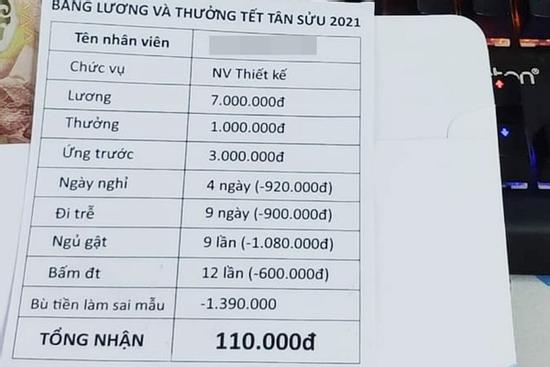 Xôn xao bảng lương thưởng Tết 6 triệu bỗng chốc 'co lại' chỉ còn... 120 nghìn đồng!?