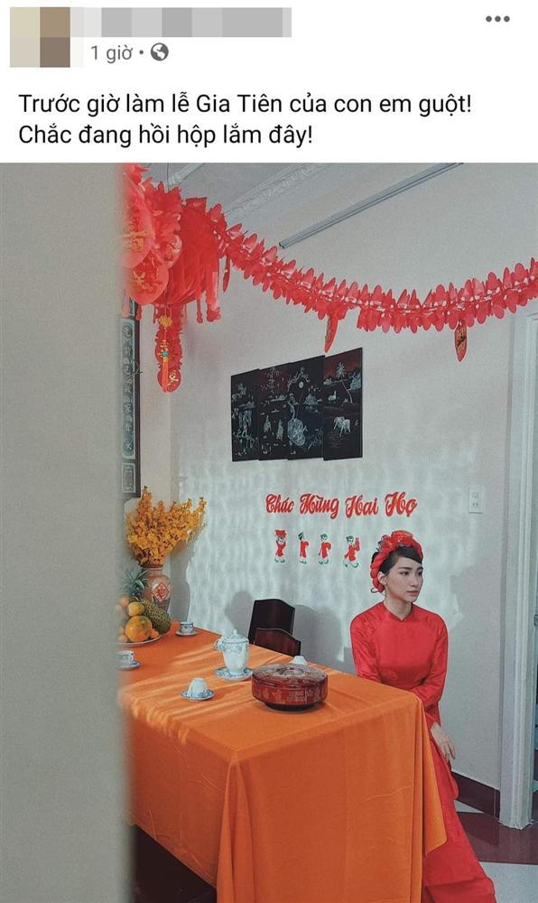 Xôn xao hình ảnh Hòa Minzy mặc áo dài đỏ chuẩn bị làm lễ gia tiên-1