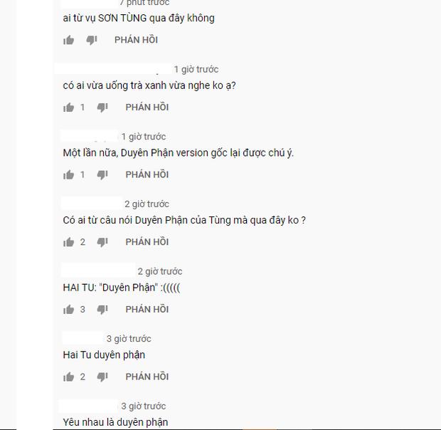Phía dưới bài hát Duyên Phận của Như Quỳnh tràn ngập bình luận về Sơn Tùng-1