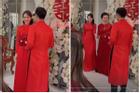 Phan Thành - Primmy Trương cả mẹ cô dâu cùng diện áo dài đỏ nổi bật