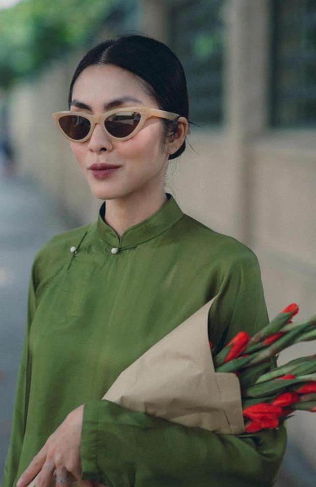 Tăng Thanh Hà đeo kính mắt mèo - mặc áo dài lạc quẻ-2