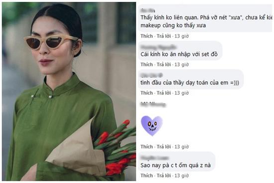 Tăng Thanh Hà đeo kính mắt mèo - mặc áo dài lạc quẻ