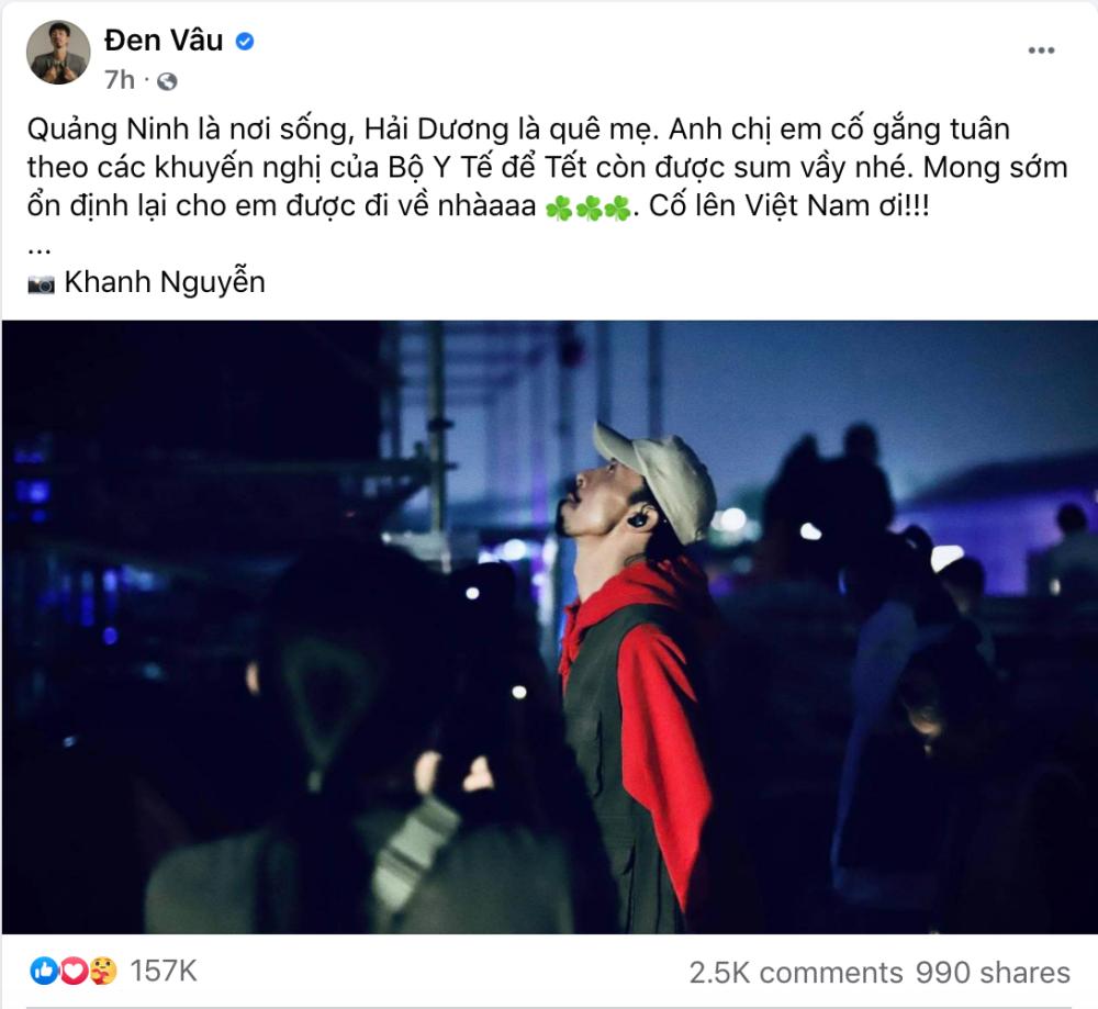 Đen Vâu sửa thông điệp từ đi về nhà thành khoan hãy về cho hợp Covid-19 hiện tại-2
