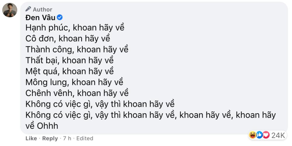 Đen Vâu sửa thông điệp từ đi về nhà thành khoan hãy về cho hợp Covid-19 hiện tại-3