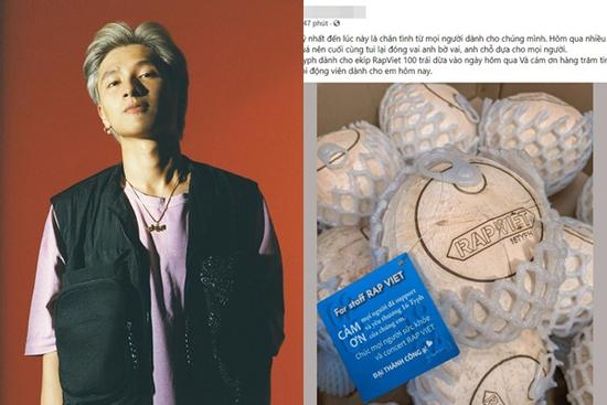 Fan 16 Typh gửi tặng 100 trái dừa cùng tin nhắn động viên ekip sau thông báo 'Rap Việt' tạm hoãn