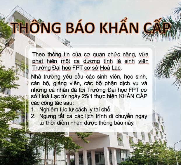 ĐH FPT ra thông báo khẩn khi phát hiện 1 sinh viên dương tính Covid-19-1