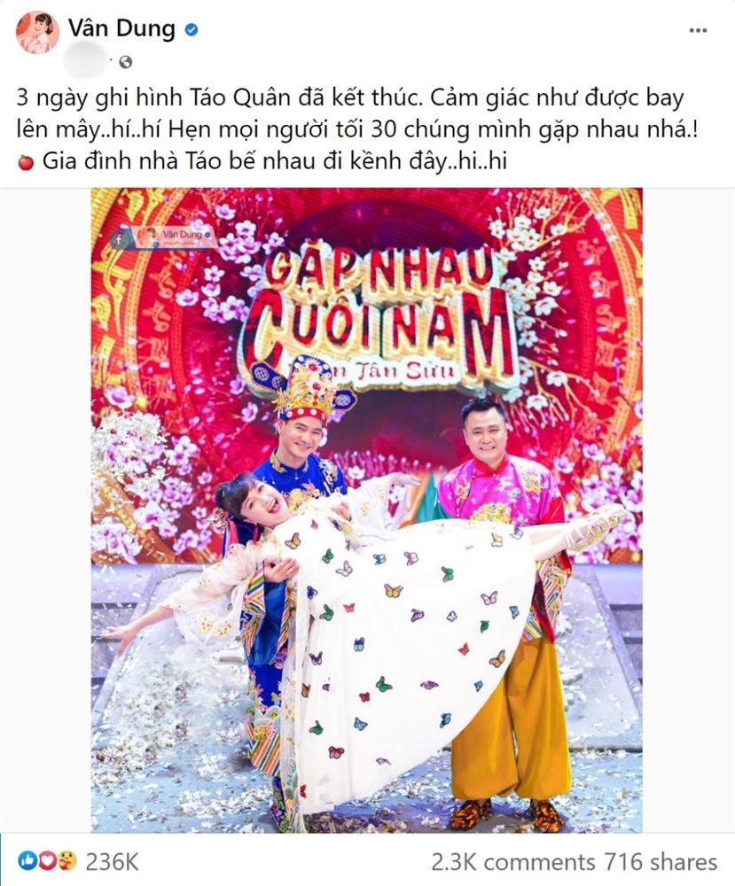 Vân Dung bay lên mây sau 3 ngày ghi hình Táo Quân 2021-2