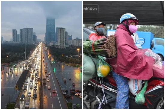 Ảnh: Người dân ùn ùn rời Hà Nội, đội mưa về quê ăn Tết, đường vành đai 3 tắc dài hàng km