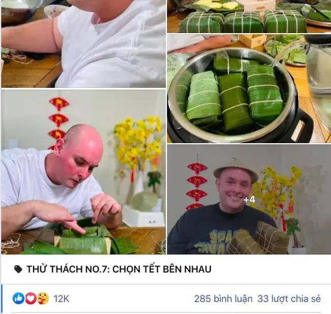 Cặp đôi vợ Việt chồng Mỹ đón Tết đặc biệt nơi xứ người: Chồng ngoại quốc tự tay gói bánh chưng-1