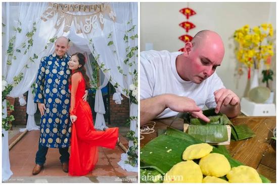 Cặp đôi vợ Việt chồng Mỹ đón Tết đặc biệt nơi xứ người: Chồng ngoại quốc tự tay gói bánh chưng