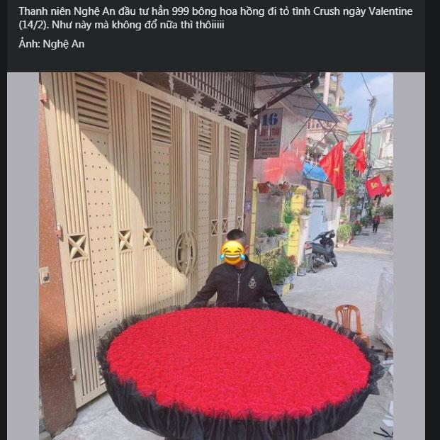 Choáng ngợp trước món quà Valentine bằng 999 bông hồng của chàng trai Nghệ An-1