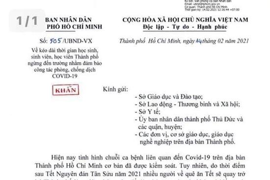 Khẩn: Học sinh, sinh viên TP.HCM tiếp tục nghỉ học đến 28/2