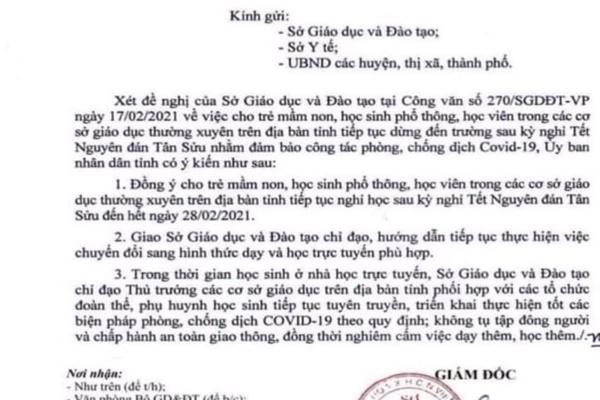 Văn bản thông báo học sinh ở Đắk Lắk nghỉ đến hết tháng 2 là giả mạo-1