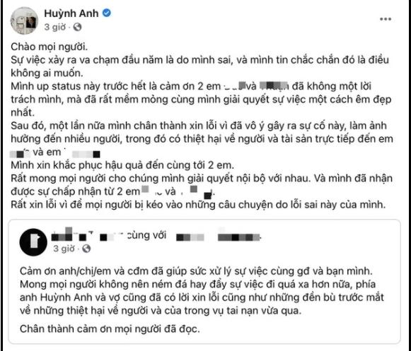 Sau vụ gây tai nạn gẫy răng thanh niên, fanpage Huỳnh Anh bay màu-4