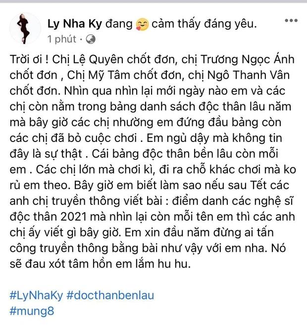 Lý Nhã Kỳ giận hờn khi Mỹ Tâm chốt đơn hẹn hò: Tối nay lại phải đếm hột xoàn cho đỡ buồn!-1