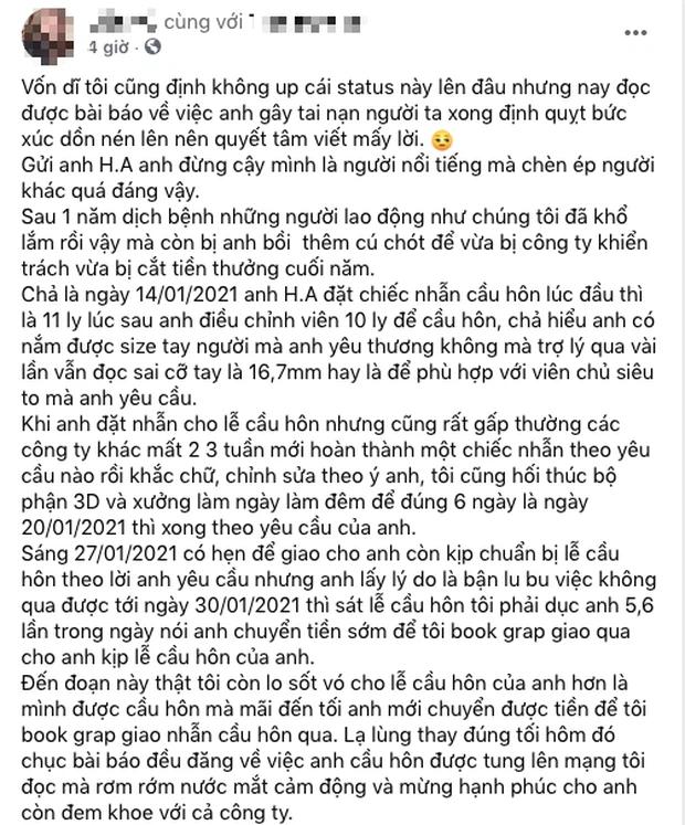 Diễn viên H.A bị tố lật kèo mua nhẫn cầu hôn: Dân mạng réo Huỳnh Anh-1