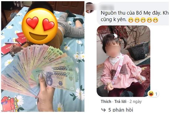 Phụ huynh hài hước khoe lì xì của các 'lao động chính' trong gia đình