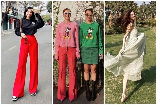 Street style nhuốm sắc đỏ ngày khai xuân của dàn mỹ nhân Việt