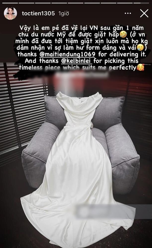 Tóc Tiên kì công gửi sang Mỹ giặt hấp váy cưới 140 triệu để mặc lại trong ngày kỉ niệm-5