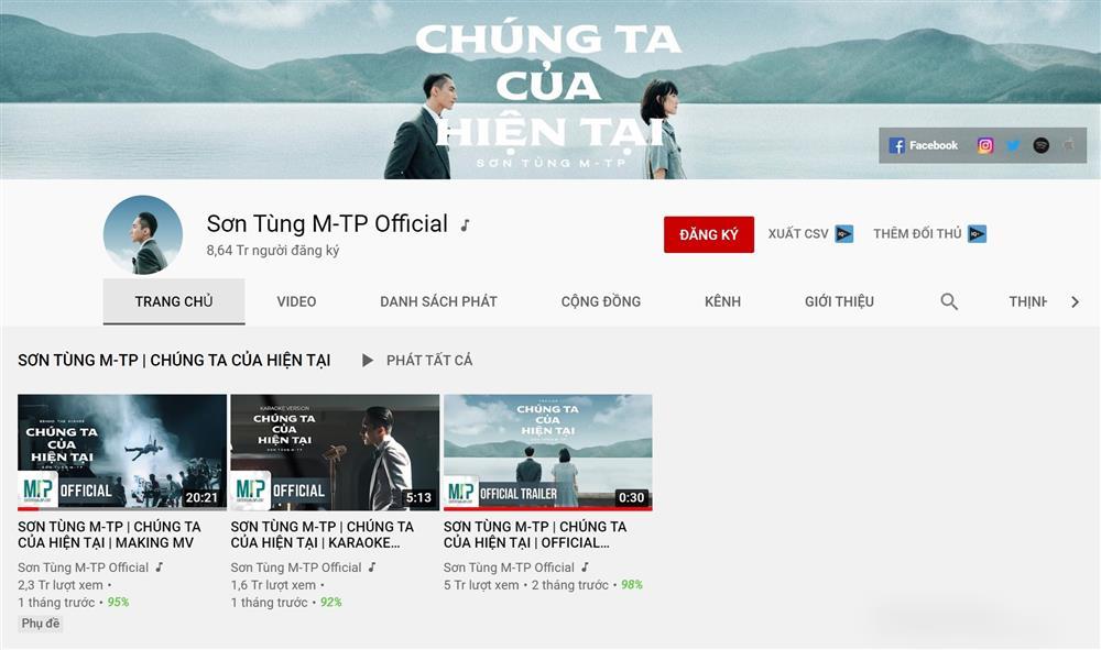 Kênh youtube Sơn Tùng M-TP bị bay mất dạng MV Chúng Ta Của Hiện Tại-1