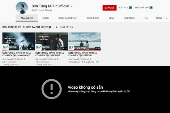 Kênh youtube Sơn Tùng M-TP bị bay mất dạng MV 'Chúng Ta Của Hiện Tại'