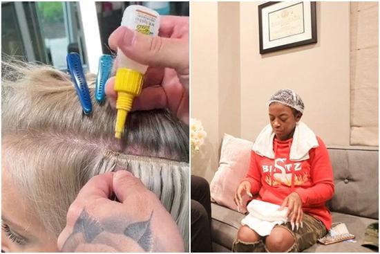 Người thợ bị chỉ trích vì dùng keo dán nối tóc cho khách