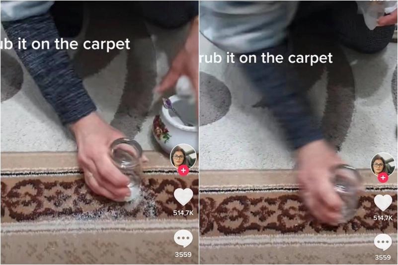 Vô tình làm đổ đường ra thảm, người phụ nữ nhanh trí dọn sạch bóng chỉ nhờ 1 chiếc cốc-1