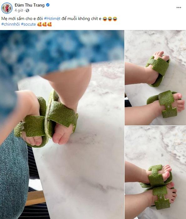 Đàm Thu Trang làm dép Hermès cho con bằng vỏ bưởi-1