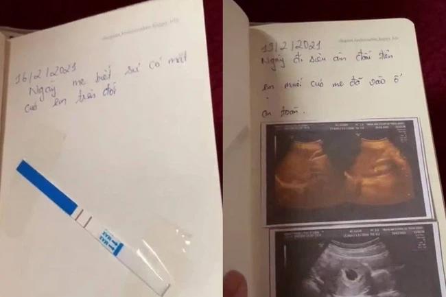 Xúc động nội dung trang nhật ký kèm que thử thai và hình ảnh siêu âm em bé-1