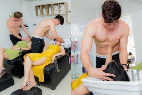 Salon tóc thuê dàn trai 6 múi cởi trần phục vụ chị em gây tranh cãi