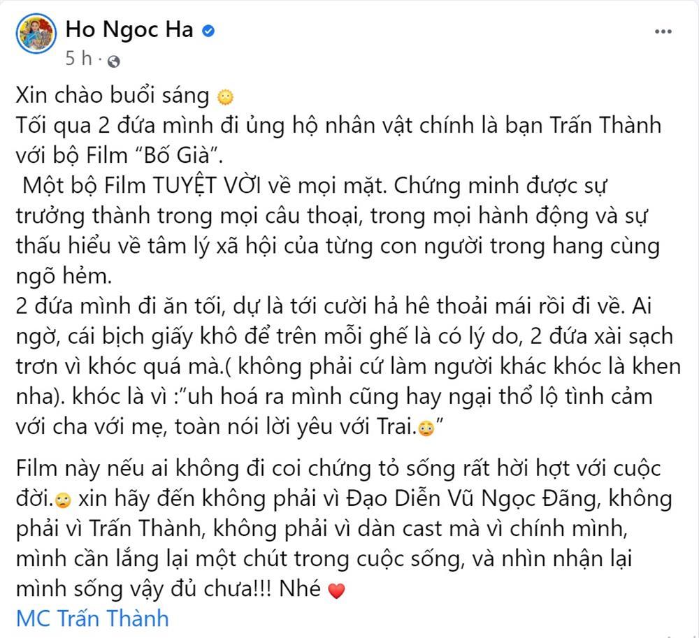 Hồ Ngọc Hà review phim Trấn Thành: Ai không xem chứng tỏ sống hời hợt-2