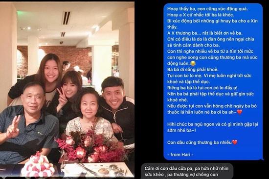 Hari Won viết tâm thư gửi bố chồng, mối quan hệ được hé lộ