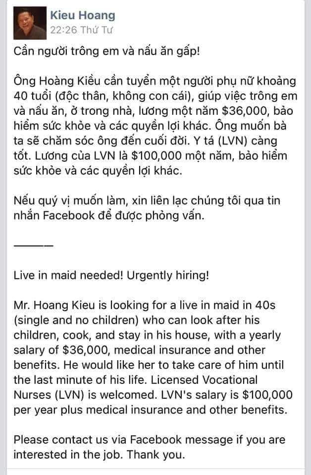 Tình cũ 77 tuổi của Ngọc Trinh cần tuyển người chăm sóc trọn đời-1