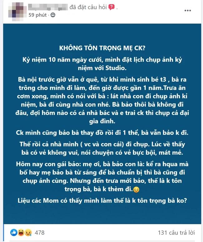 Mời mẹ chồng chụp ảnh kỷ niệm nhưng 1 vì lý do lại khiến bà từ chối rồi nói mát-1