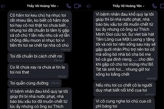 Xôn xao loạt tin nhắn 'thần y' Võ Hoàng Yên 'cạo đầu, tự tử'
