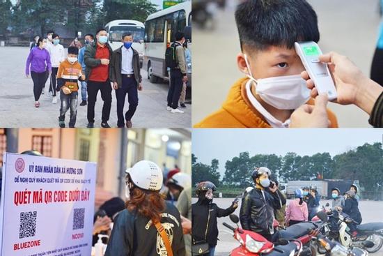 Hàng trăm người dân khai báo y tế, chờ vào lễ Chùa Hương trong ngày đầu mở cửa trở lại