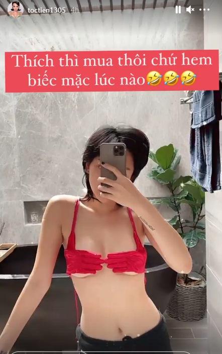 Tóc Tiên mặc áo bikini mang hình bàn tay hư-1