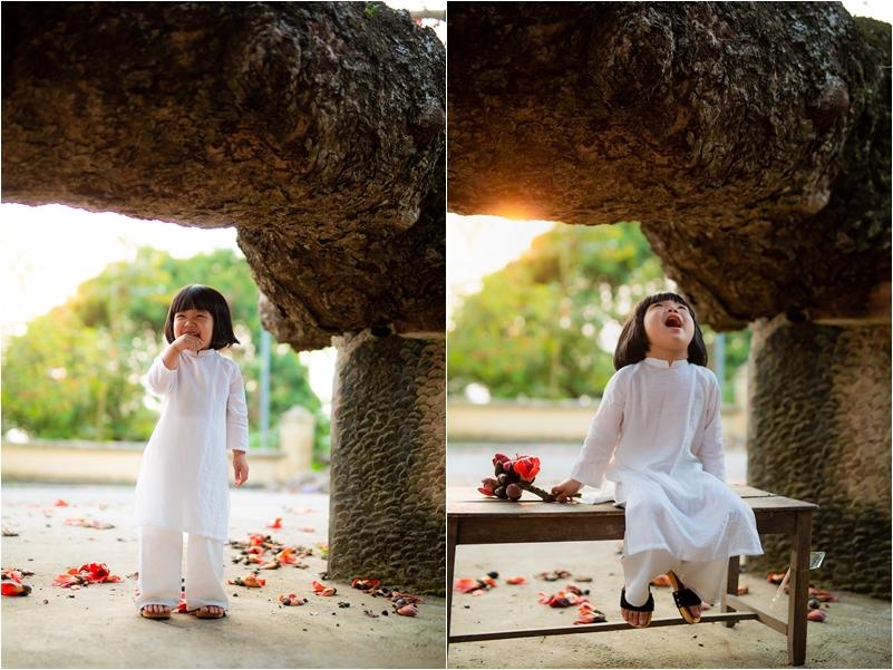 Công chúa nhỏ 3 tuổi hóa nàng thơ trong bộ ảnh bố chụp bên gốc hoa gạo đỏ rực trời Thái Bình-11