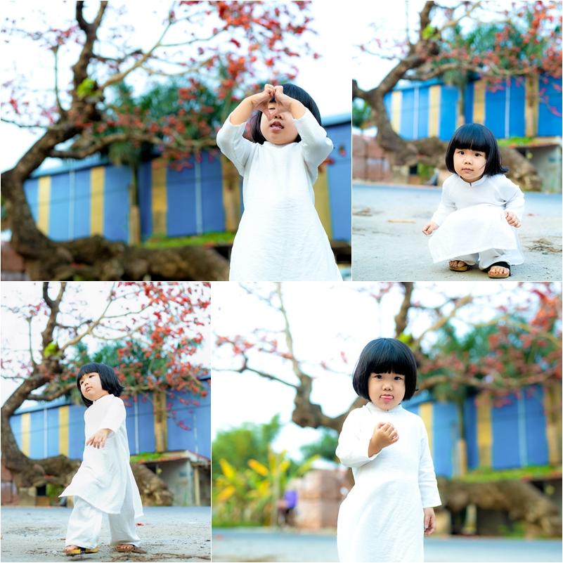 Công chúa nhỏ 3 tuổi hóa nàng thơ trong bộ ảnh bố chụp bên gốc hoa gạo đỏ rực trời Thái Bình-4