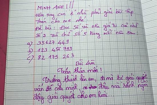 Ra đề Toán, bà mẹ trẻ sang chấn tâm lý khi đọc lời giải của con gái