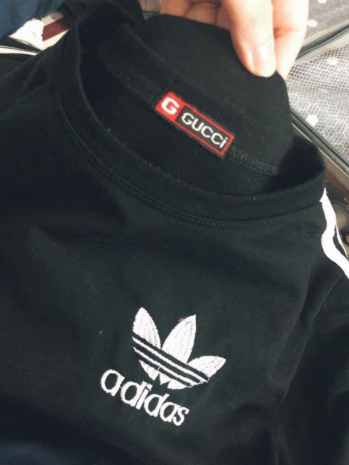 Cổ áo gắn tag GGucci nhưng trên ngực áo lại Adidas?