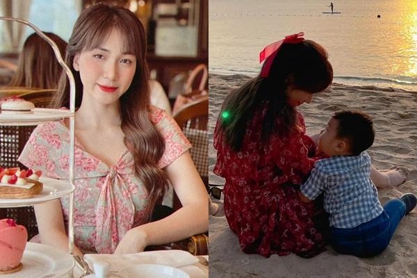 Hòa Minzy khoe cảnh chồng con chơi đùa, ai dè ông xã bị soi mặc áo rách nách?-4