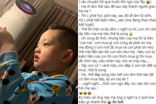 Con trai bày cách trở thành người giàu, Ly Kute nghe mà choáng-1